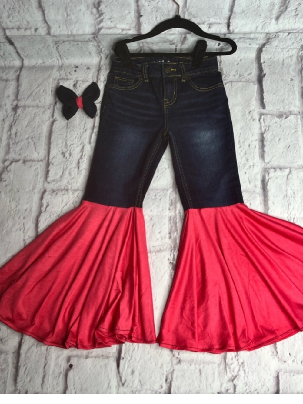 Girls Pink Bell Bottom Jeans Upcycled Denim girls Flare size 5